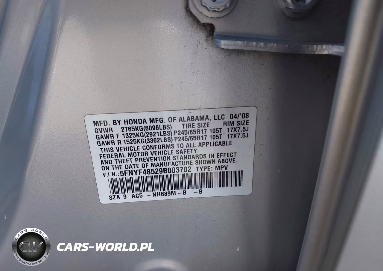 2009 Honda Pilot Ex-L VIN:5FNYF48529B003702 - 9