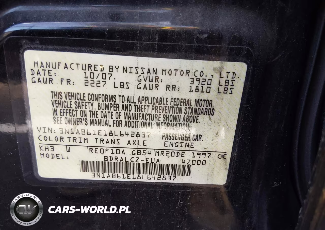 2008 Nissan Sentra 2.0 VIN:3N1AB61E18L642837 - 9