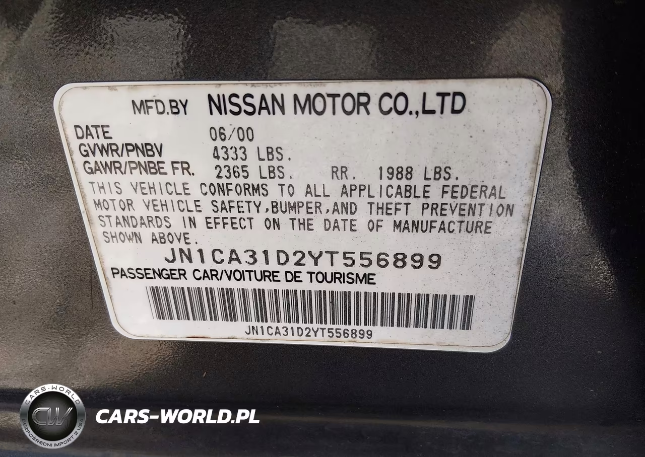 2000 Nissan Maxima Gle-Gxe-Se VIN:JN1CA31D2YT556899 - 9