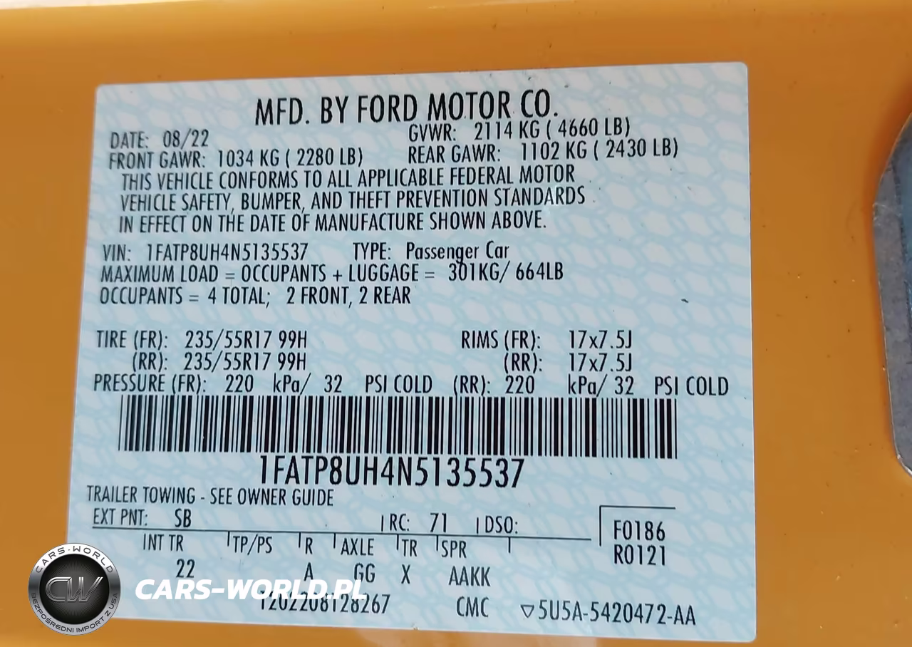 2022 Ford Mustang Ecoboost VIN:1FATP8UH4N5135537 - 9