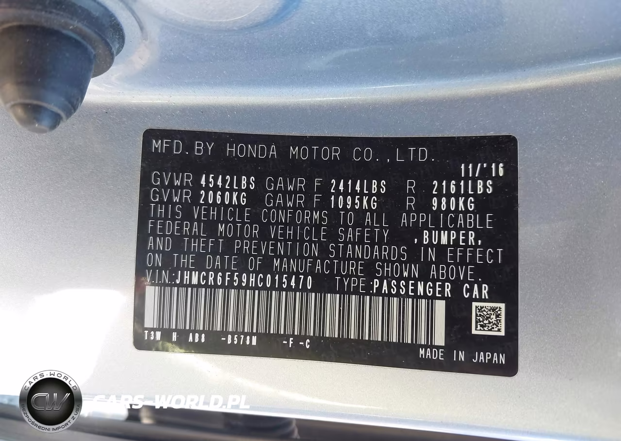 2017 Honda Accord Hybrid Ex-L VIN:JHMCR6F59HC015470 - 9