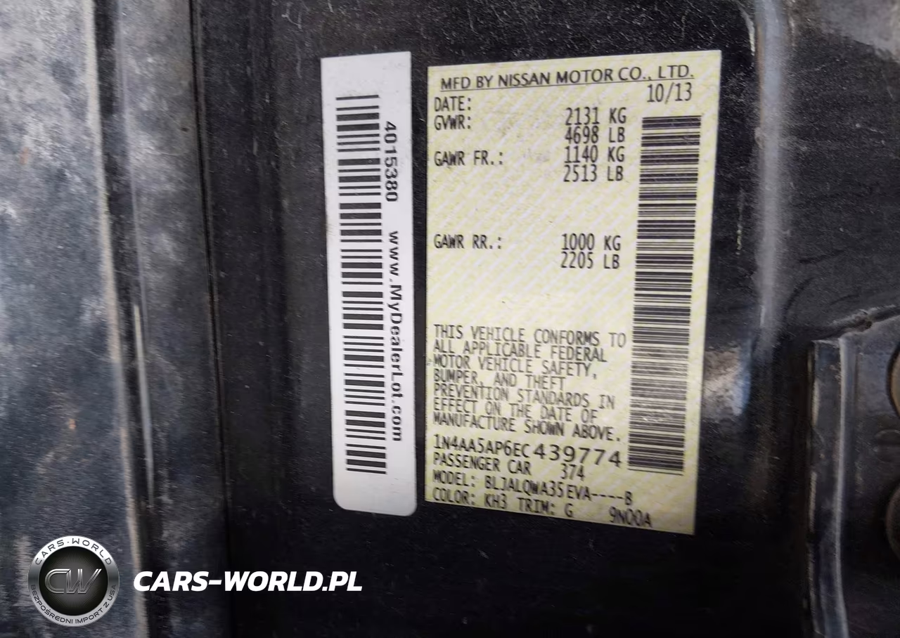 2014 Nissan Maxima 3.5 S VIN:1N4AA5AP6EC439774 - 9