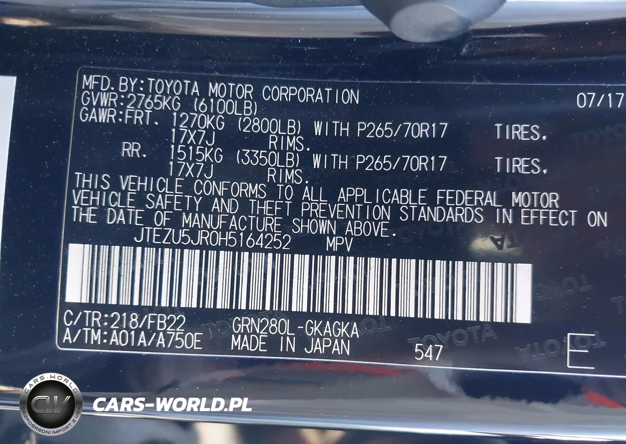 2017 Toyota 4Runner Sr5 VIN:JTEZU5JR0H5164252 - 9