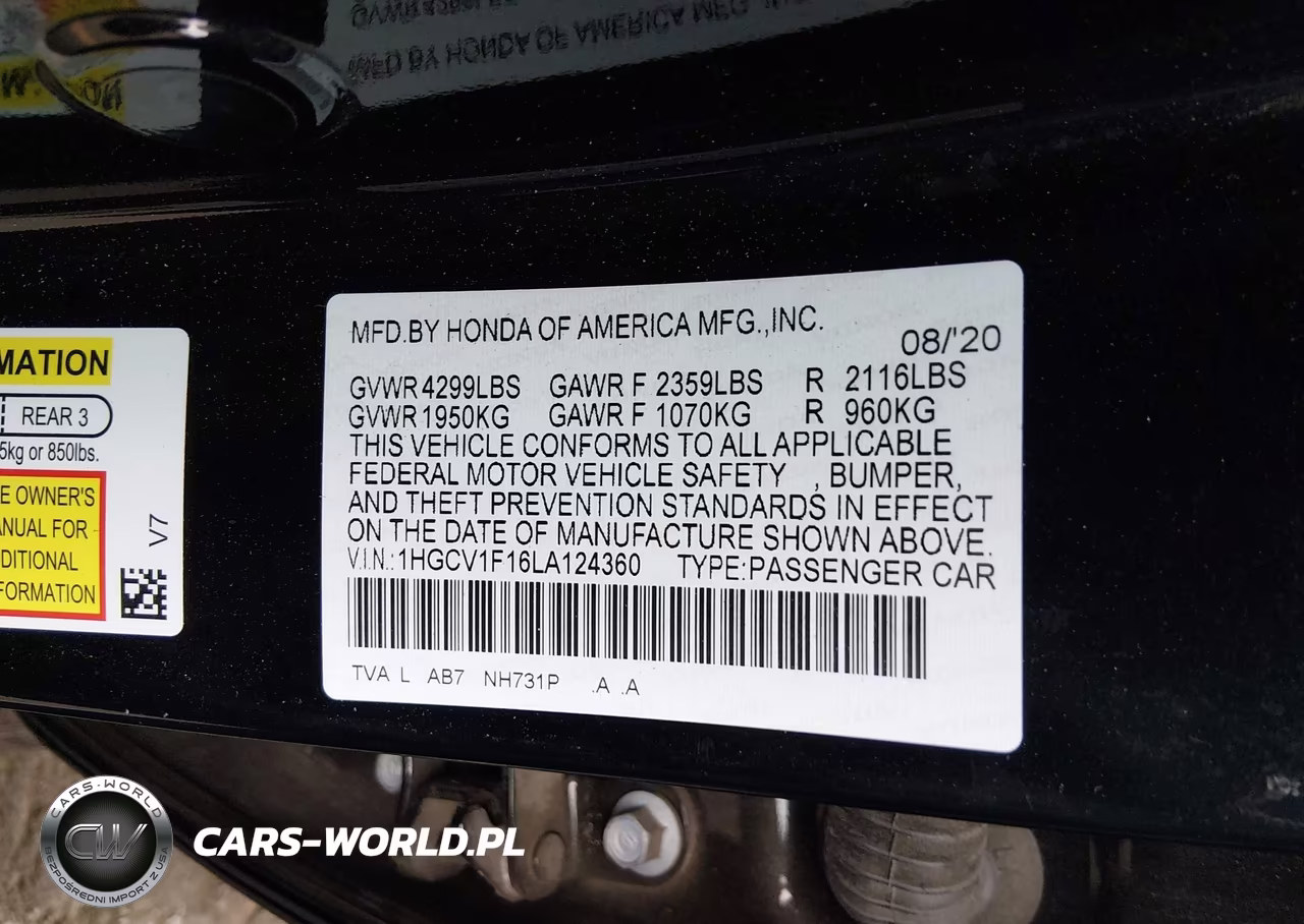 2020 Honda Accord Lx VIN:1HGCV1F16LA124360 - 9