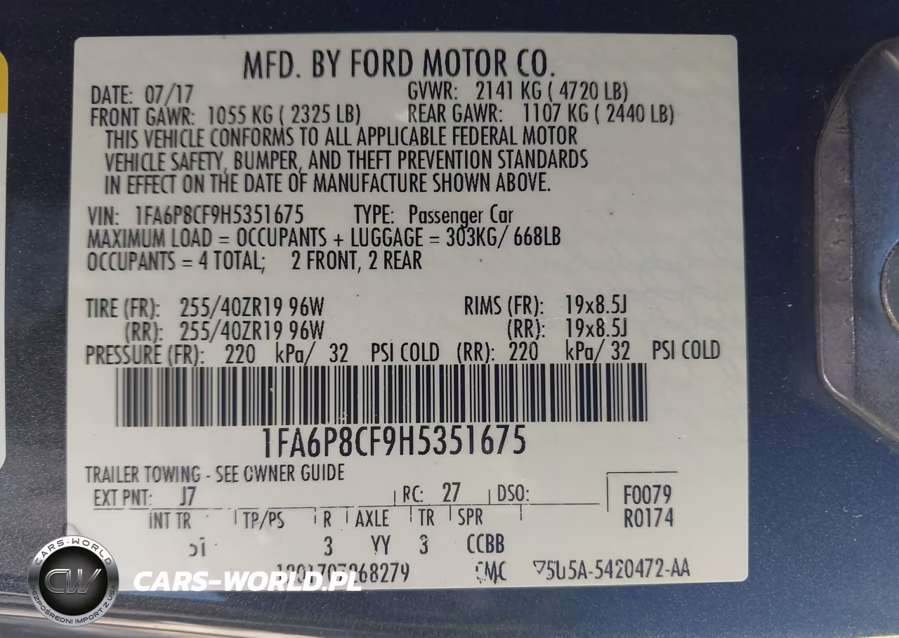 2017 Ford Mustang Gt Premium VIN:1FA6P8CF9H5351675 - 9