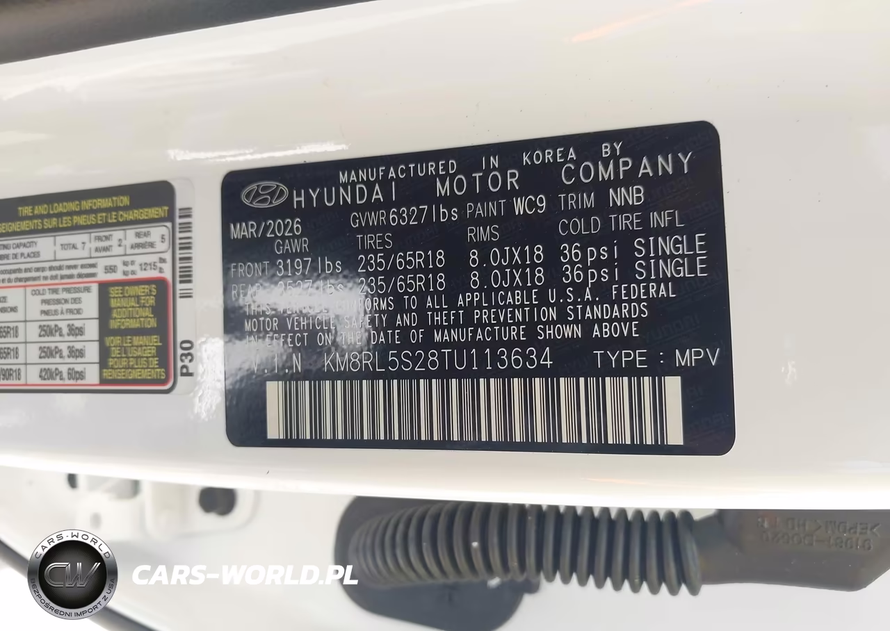 2026 Hyundai Palisade Sel 7P VIN:KM8RL5S28TU113634 - 9