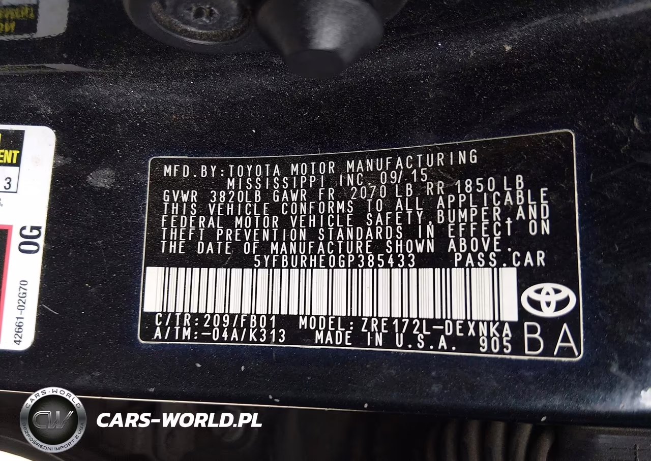2016 Toyota Corolla Le Plus VIN:5YFBURHE0GP385433 - 9