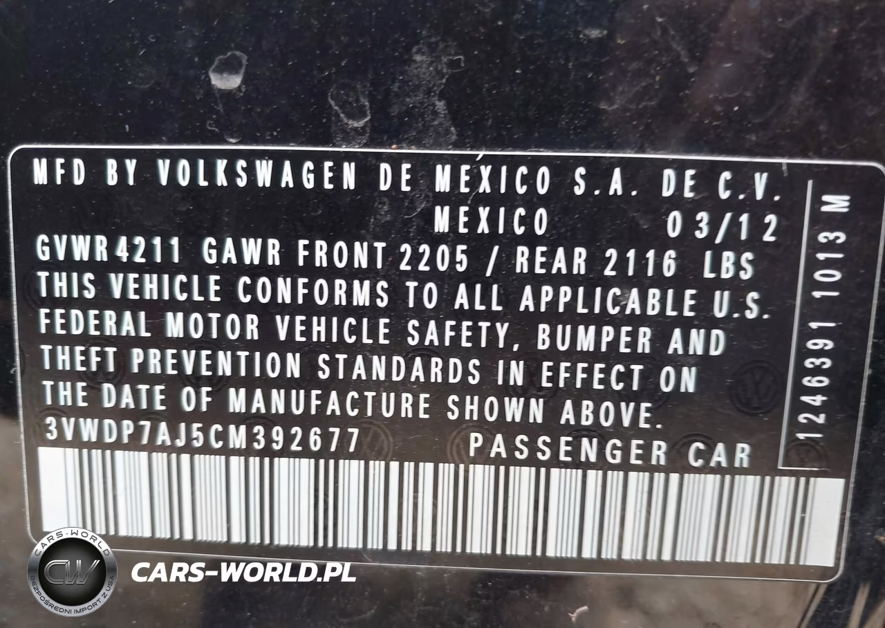 2012 Volkswagen Jetta 2.5L Se VIN:3VWDP7AJ5CM392677 - 9