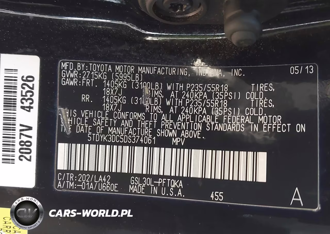 2013 Toyota Sienna Ltd VIN:5TDYK3DC5DS374061 - 9