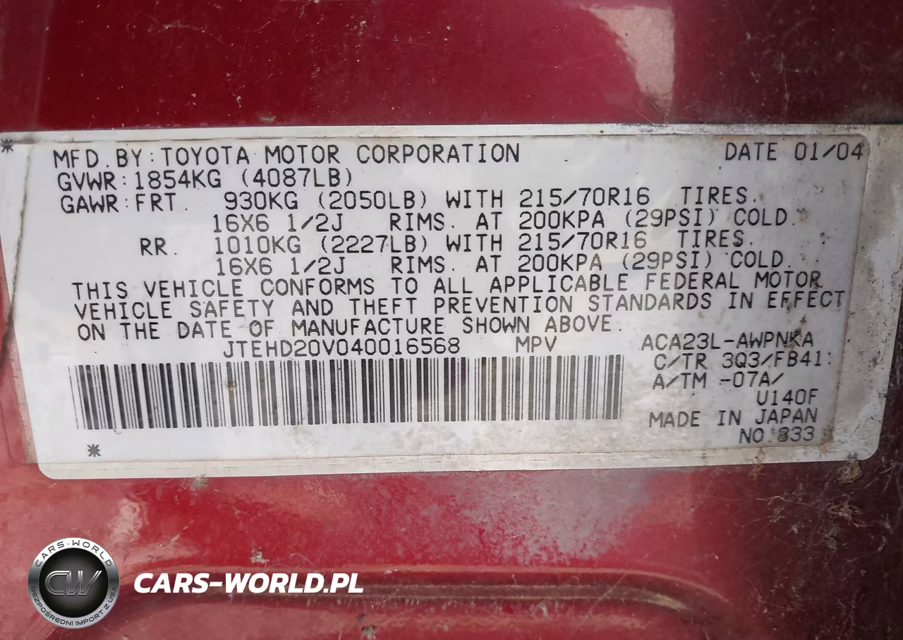 2004 Toyota Rav4 VIN:JTEHD20V040016568 - 9