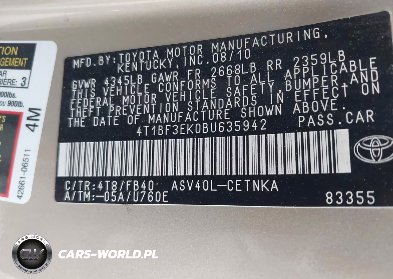 2011 Toyota Camry Le VIN:4T1BF3EK0BU635942 - 9