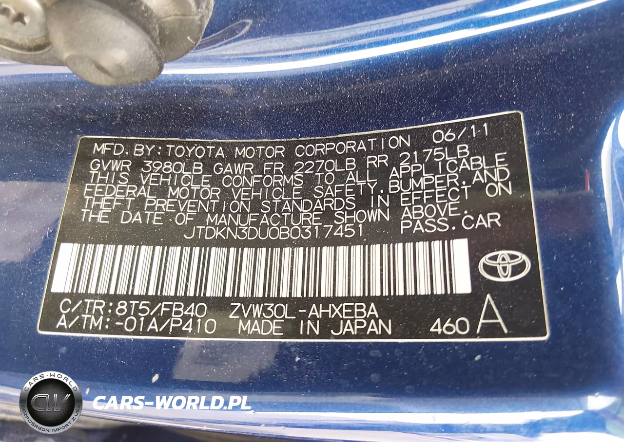 2011 Toyota Prius Two VIN:JTDKN3DU0B0317451 - 9