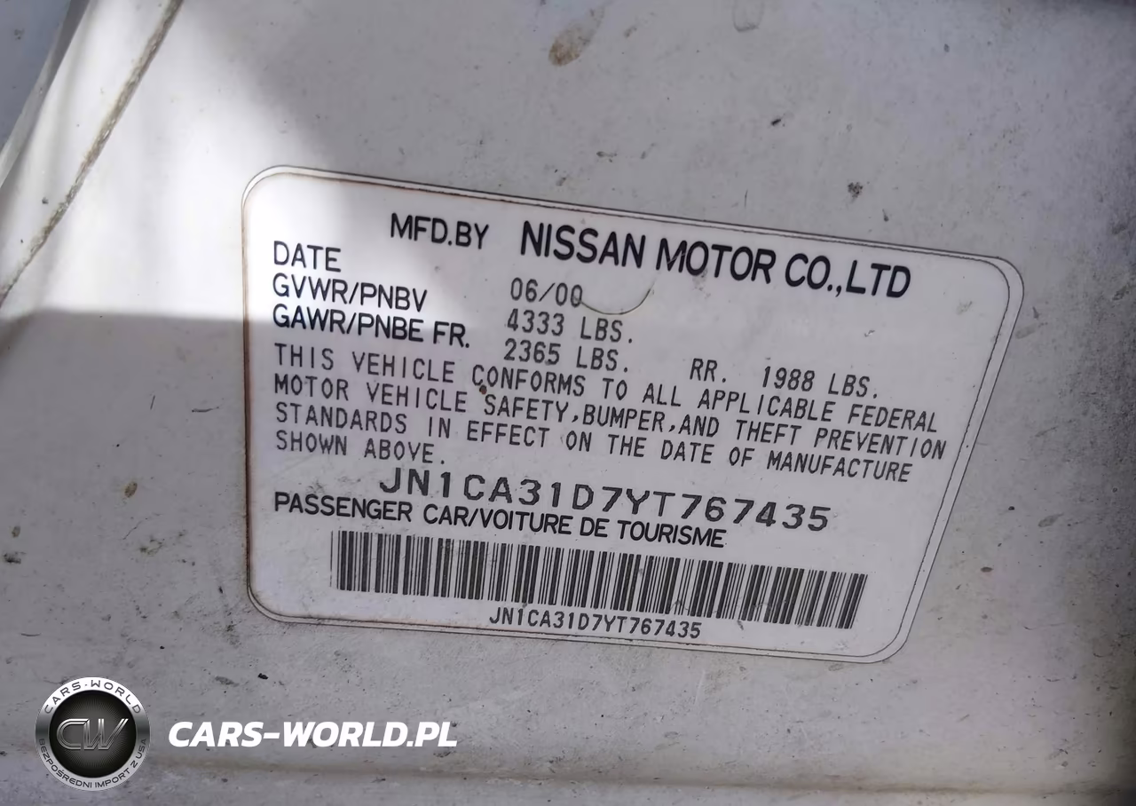 2000 Nissan Maxima Gle-Gxe-Se VIN:JN1CA31D7YT767435 - 9