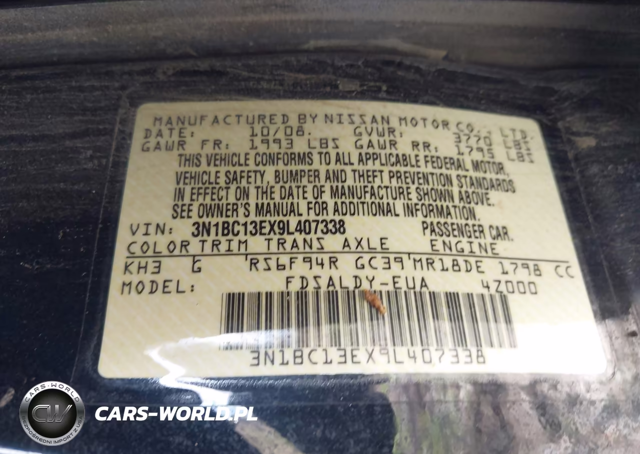 2009 Nissan Versa 1.8S VIN:3N1BC13EX9L407338 - 9