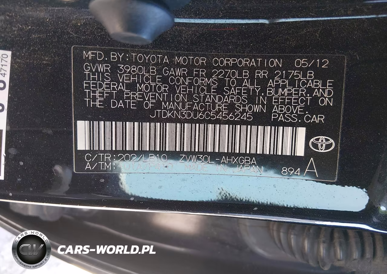 2012 Toyota Prius Four VIN:JTDKN3DU6C5456245 - 9