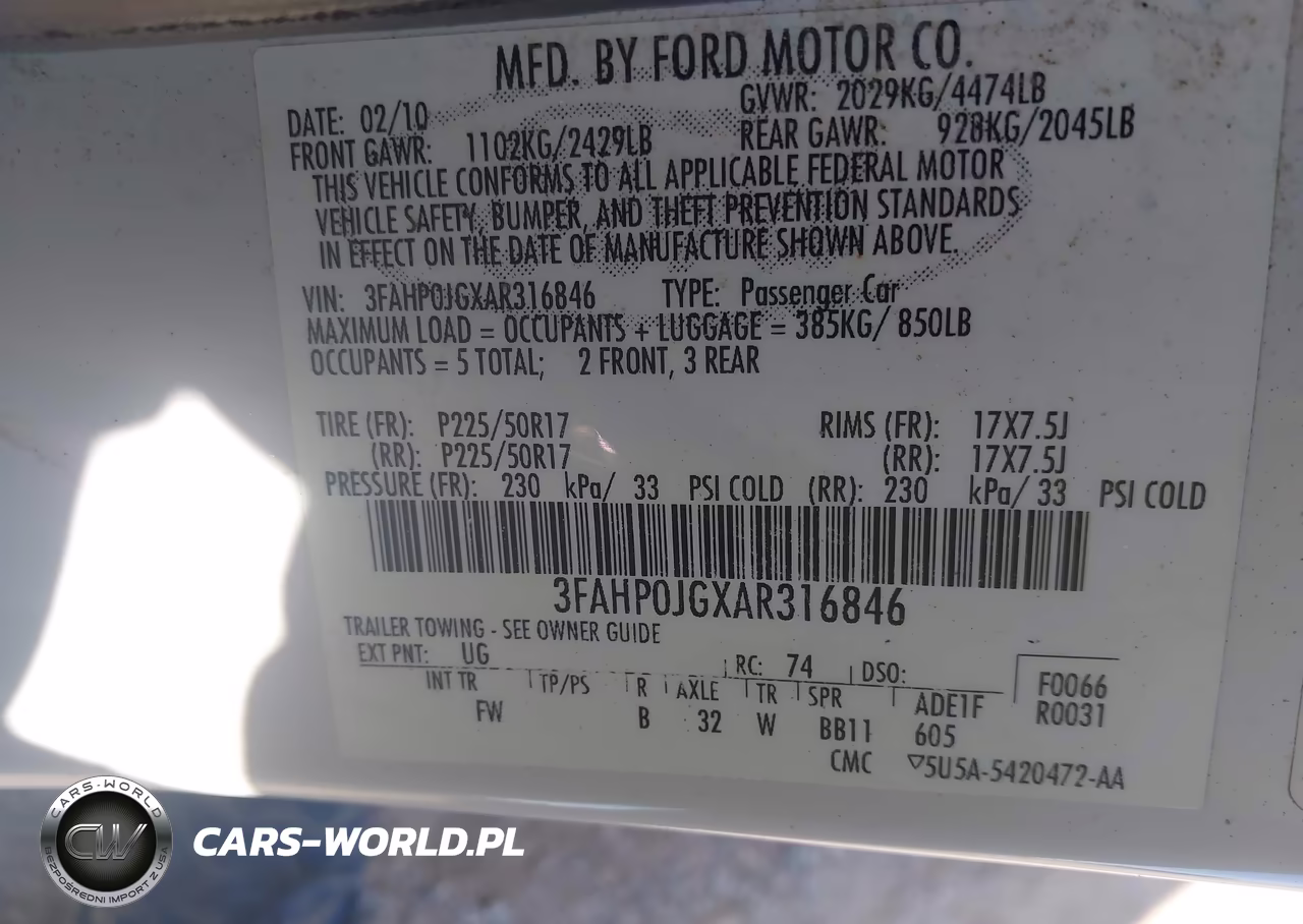 2010 Ford Fusion Sel VIN:3FAHP0JGXAR316846 - 9