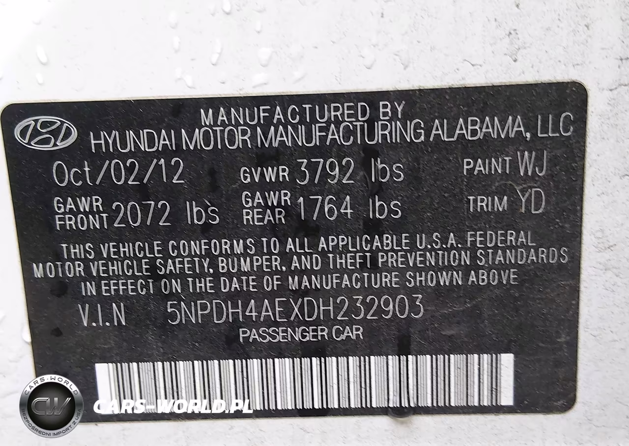 2013 Hyundai Elantra Gls VIN:5NPDH4AEXDH232903 - 9