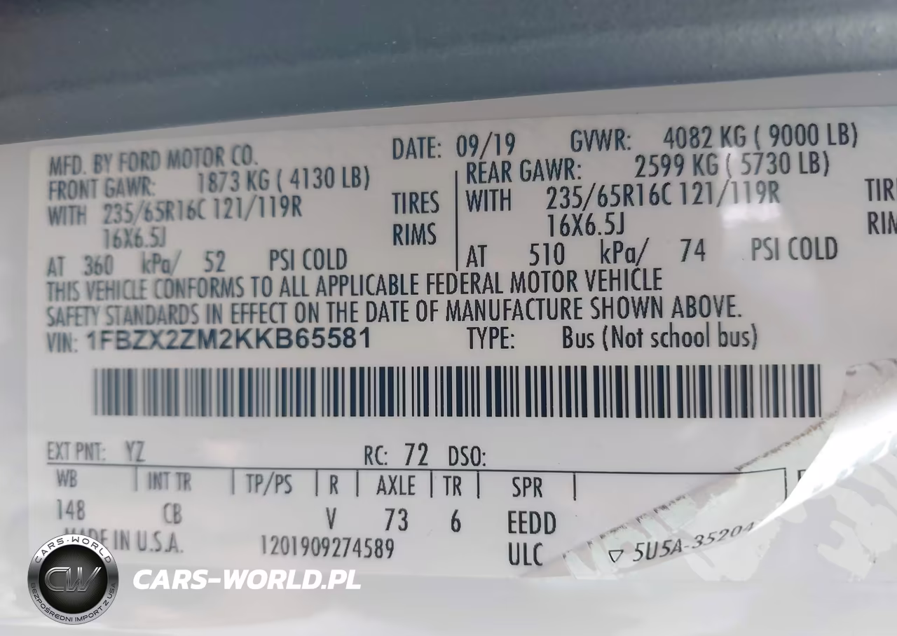 2019 Ford Transit-350 Xlt VIN:1FBZX2ZM2KKB65581 - 9