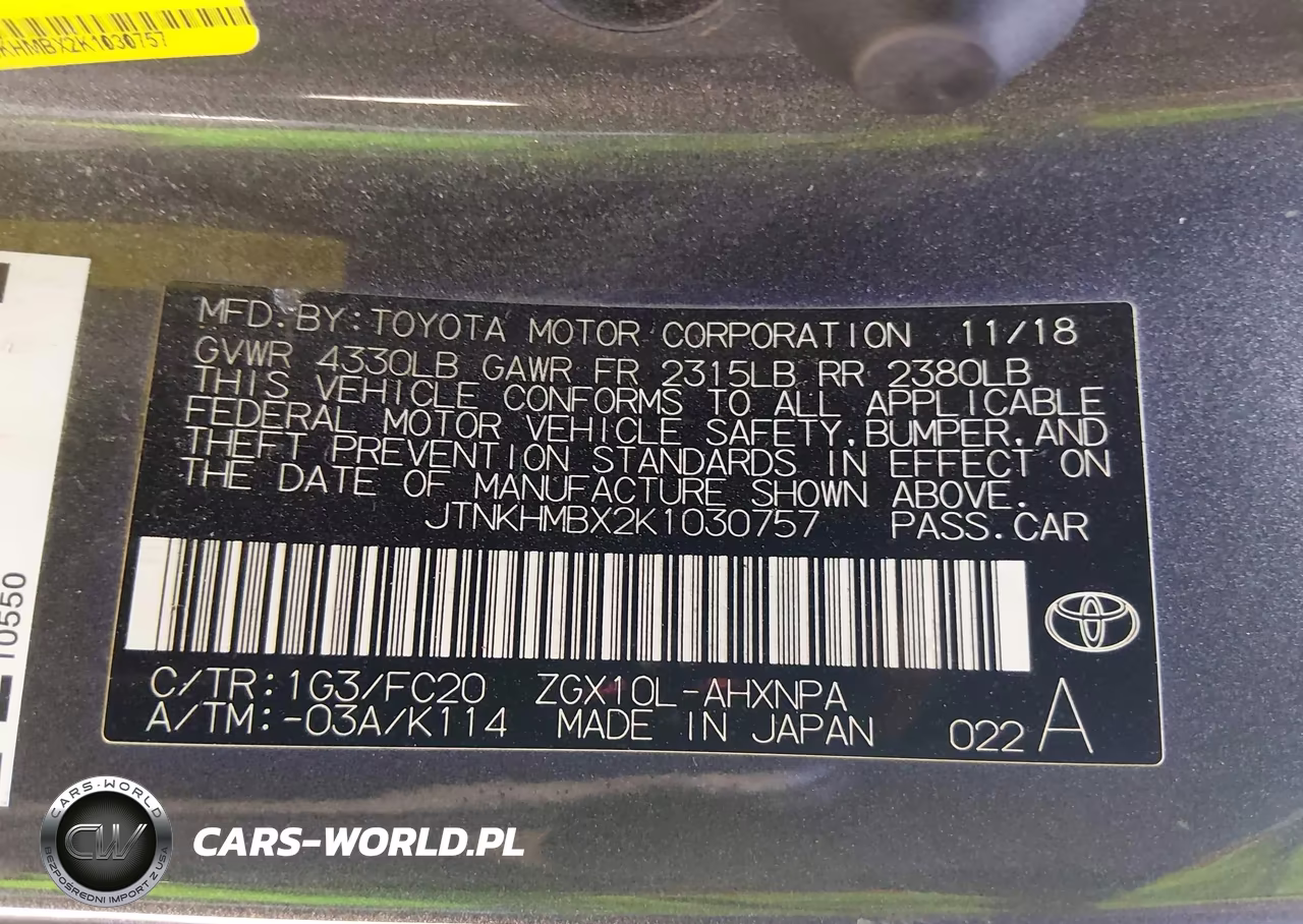 2019 Toyota C-Hr Le VIN:JTNKHMBX2K1030757 - 9