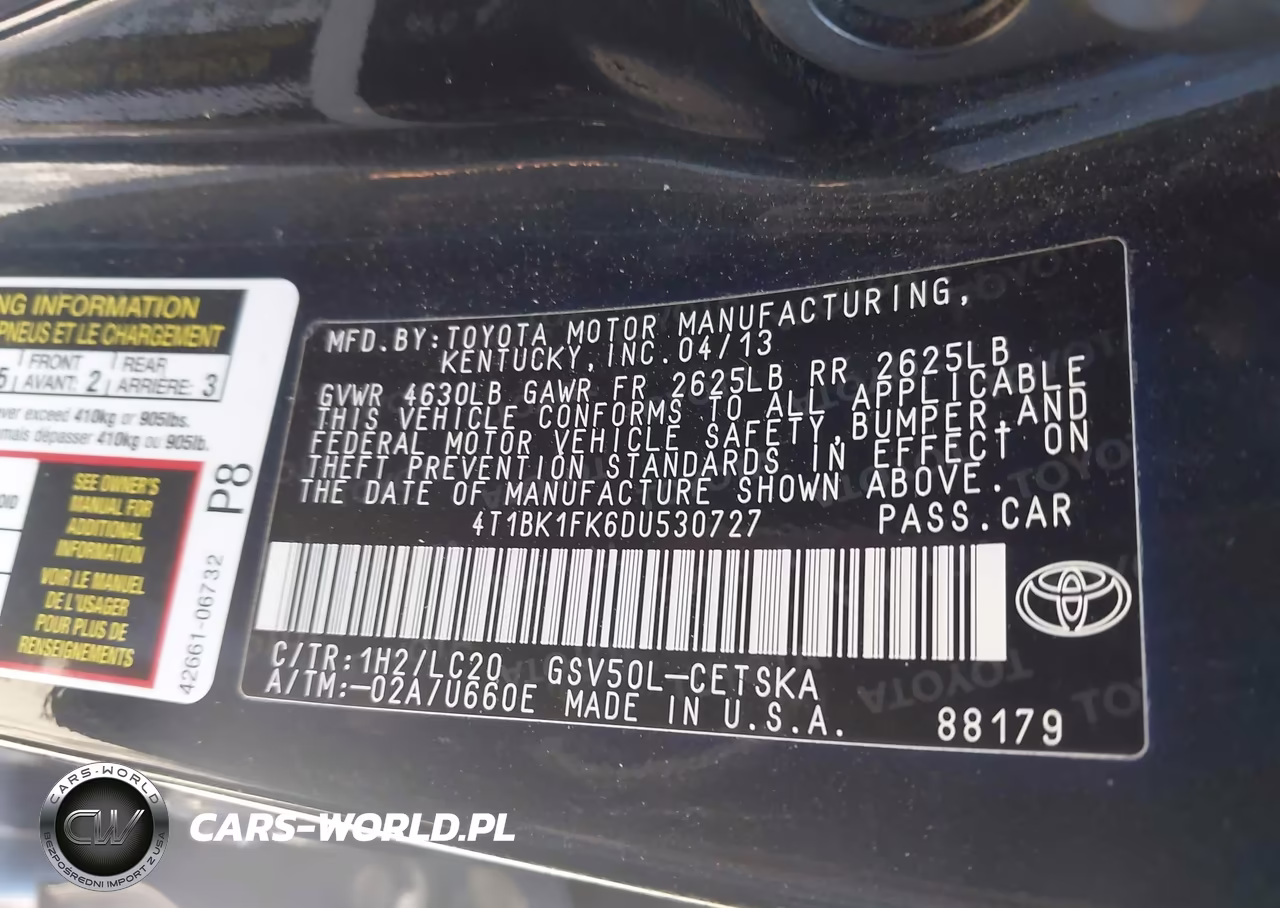 2013 Toyota Camry Se V6 VIN:4T1BK1FK6DU530727 - 9