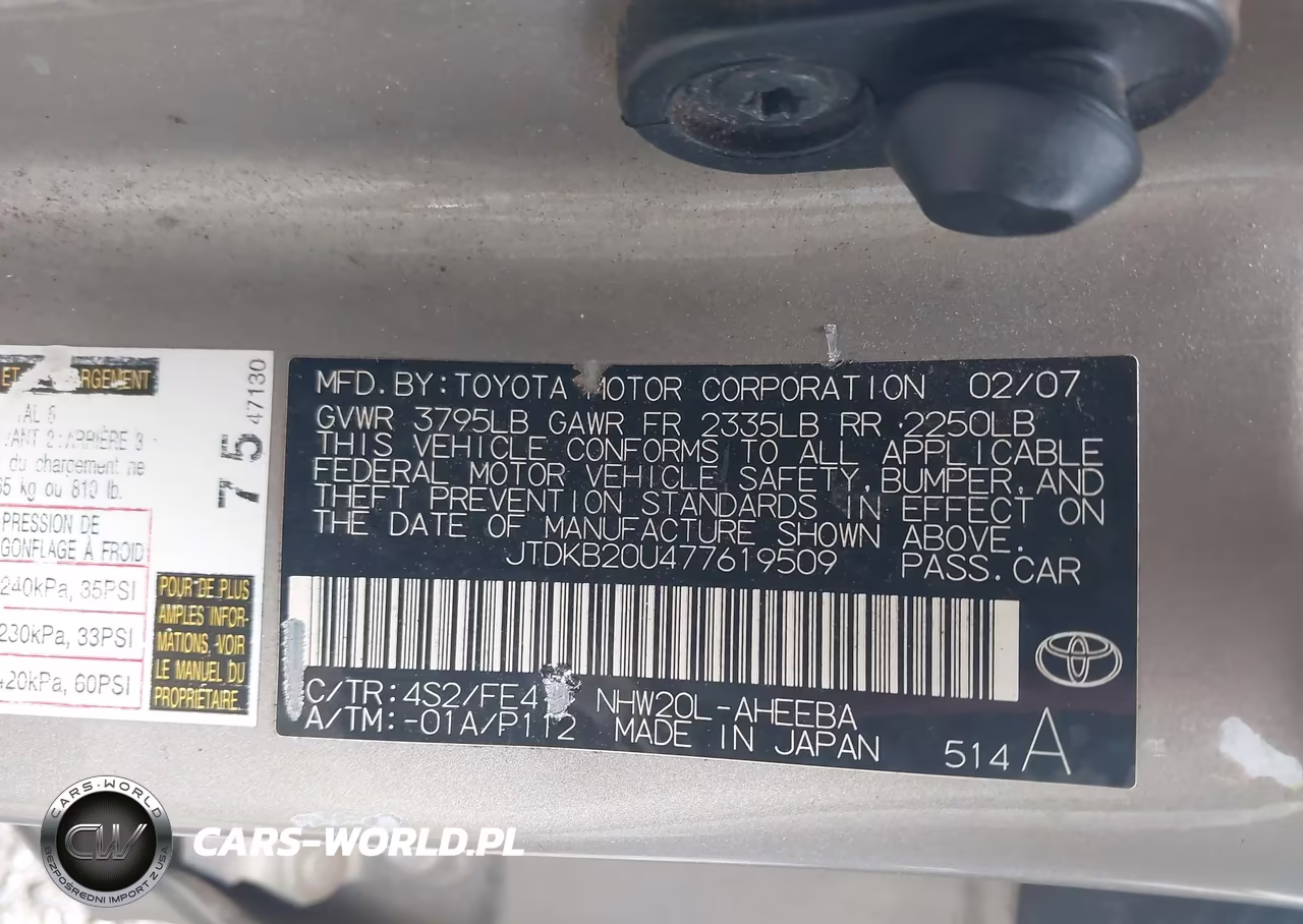 2007 Toyota Prius VIN:JTDKB20U477619509 - 9