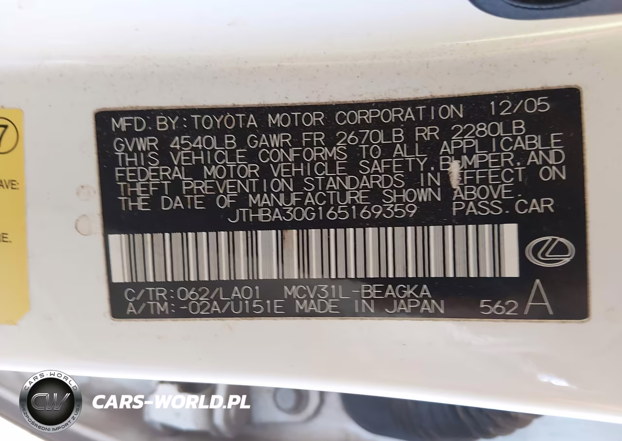 2006 Lexus Es 330 VIN:JTHBA30G165169359 - 9