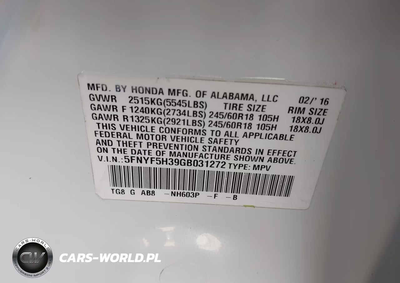2016 Honda Pilot Ex VIN:5FNYF5H39GB031272 - 9