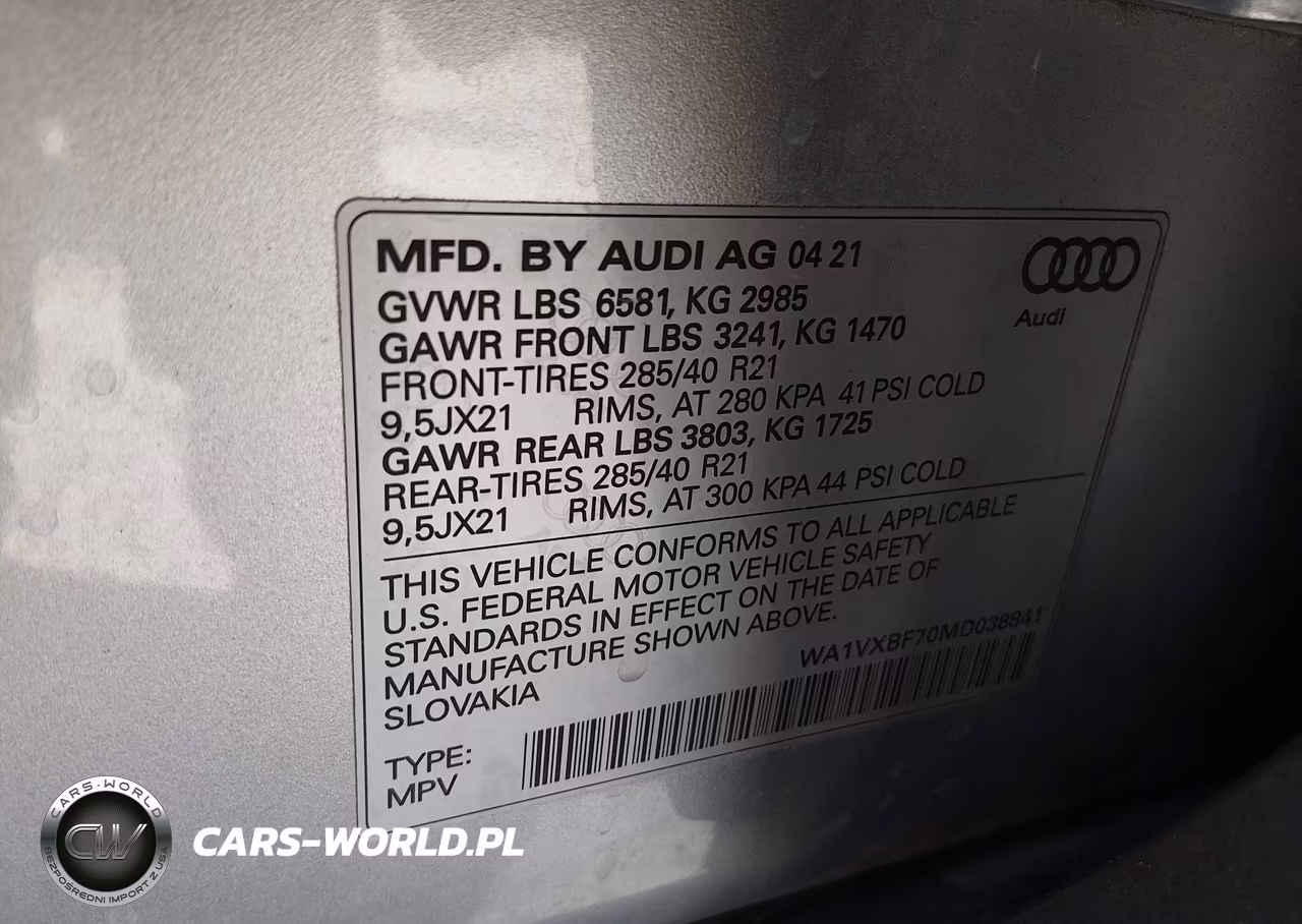 2021 Audi Q7 Prestige 55 Tfsi Quattro Tiptronic VIN:WA1VXBF70MD038841 - 9