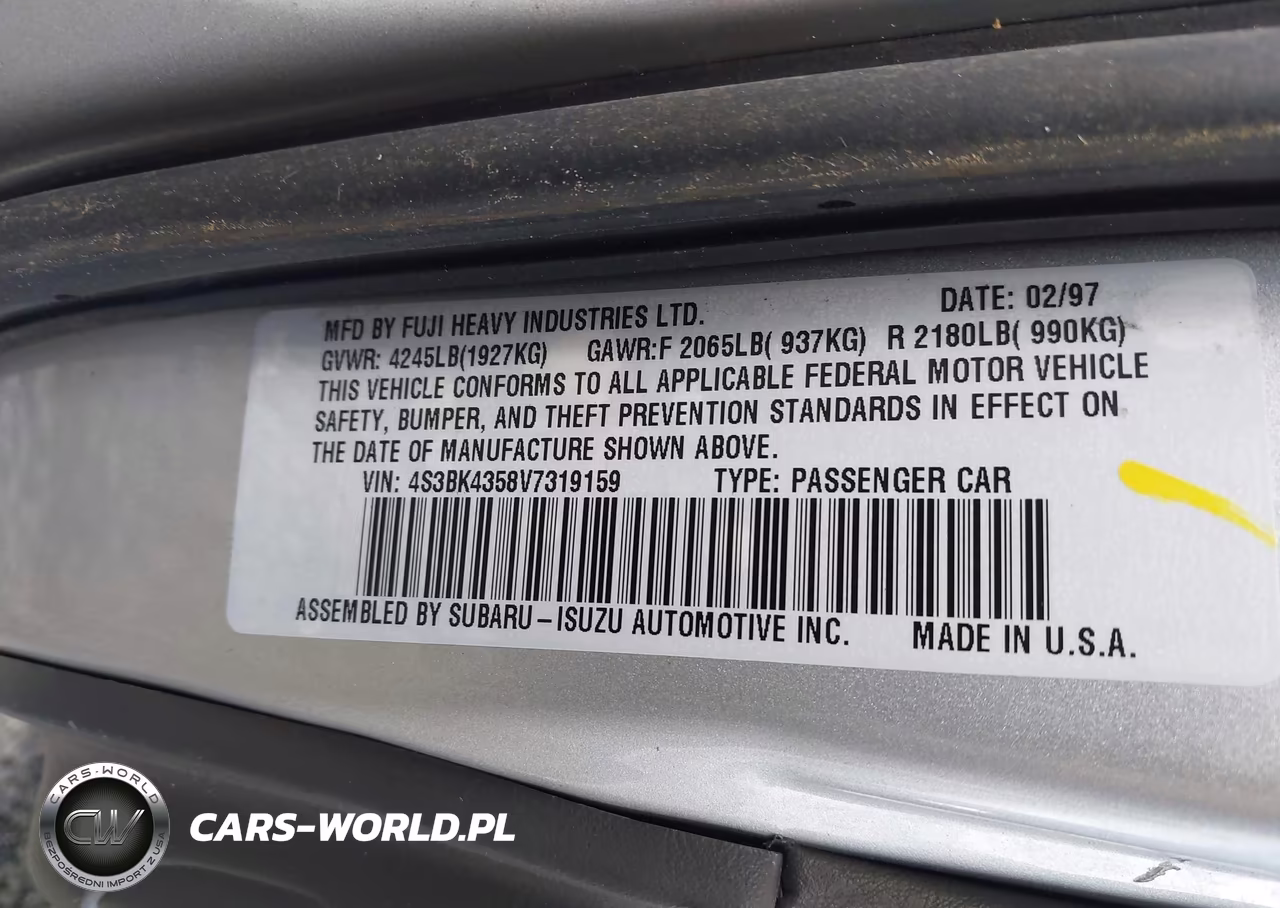 1997 Subaru Legacy L-Postal Right-Hand Drive VIN:4S3BK4358V7319159 - 9