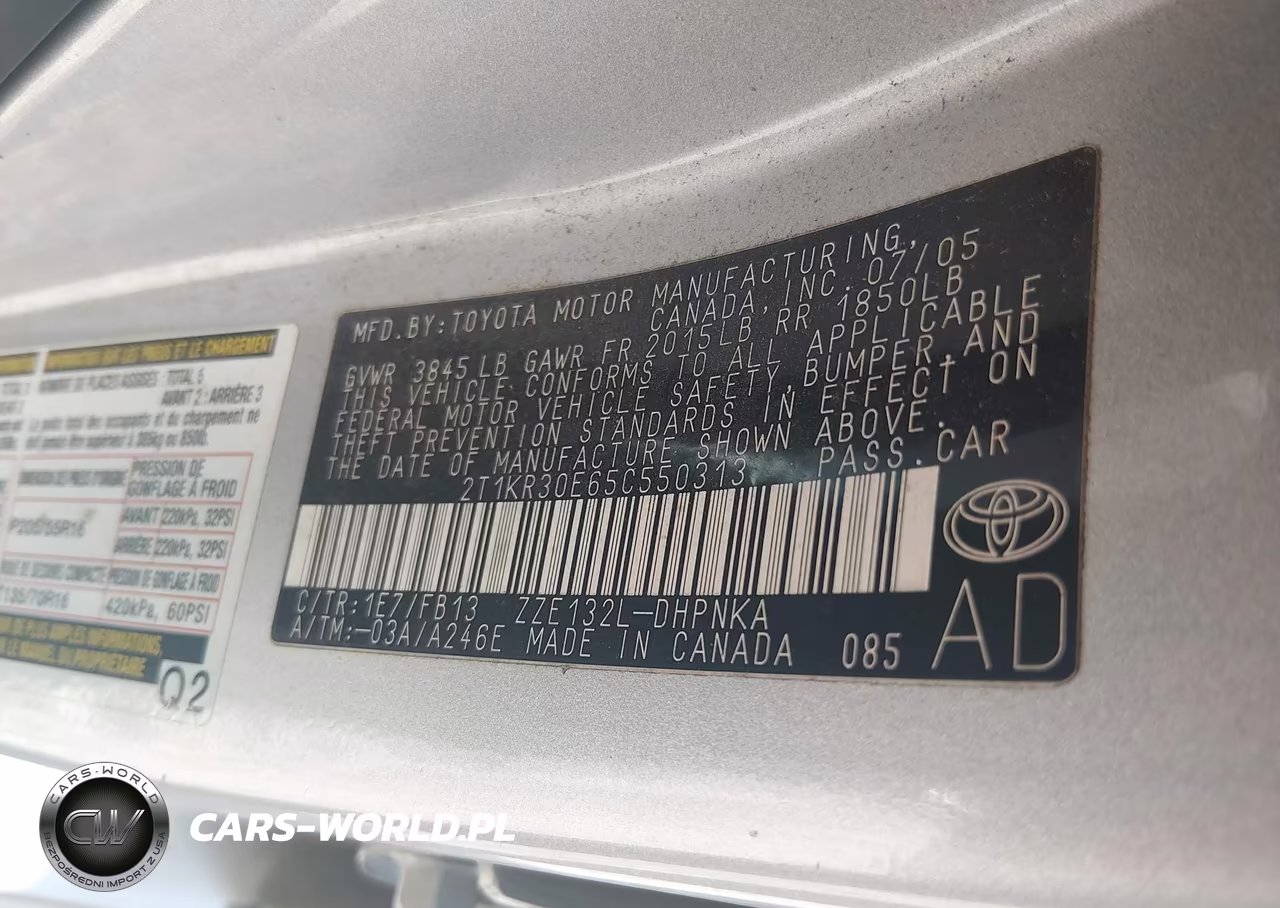 2005 Toyota Matrix Xr VIN:2T1KR30E65C550313 - 9