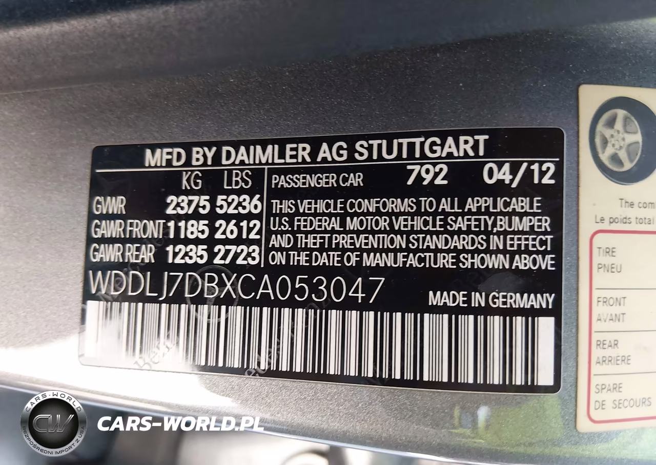 2012 Mercedes-Benz Cls 550 VIN:WDDLJ7DBXCA053047 - 9