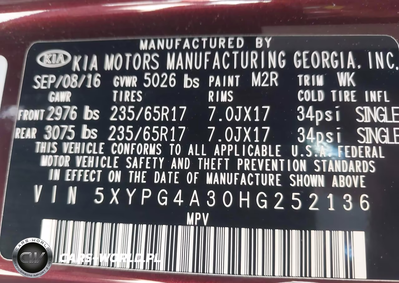 2017 Kia Sorento 2.4L Lx VIN:5XYPG4A30HG252136 - 9