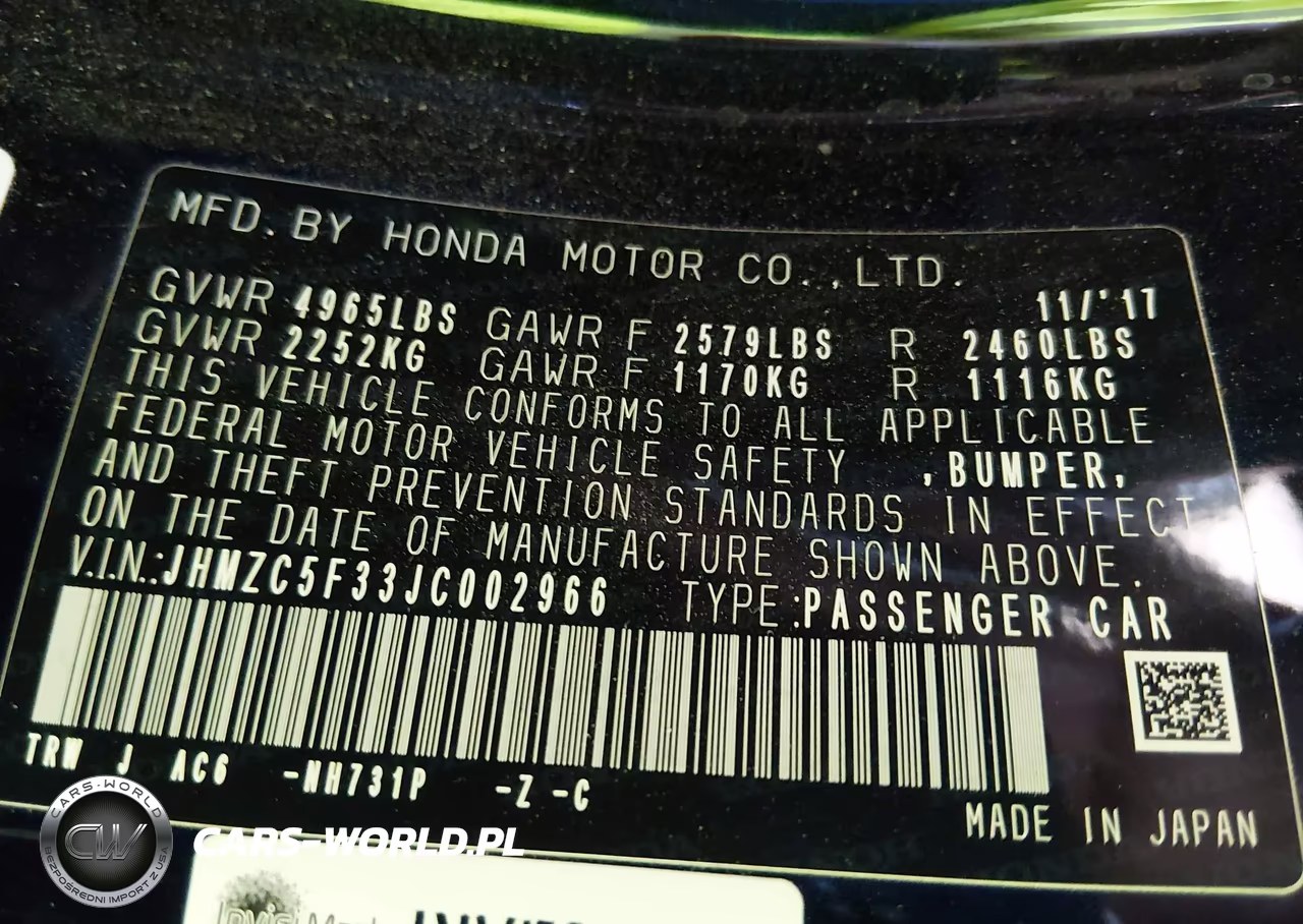 2018 Honda Clarity Plug-In Hybrid Touring VIN:JHMZC5F33JC002966 - 9