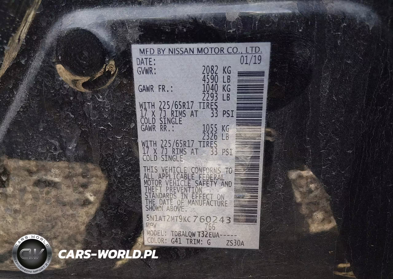 2019 Nissan Rogue Sv VIN:5N1AT2MT9KC760243 - 9