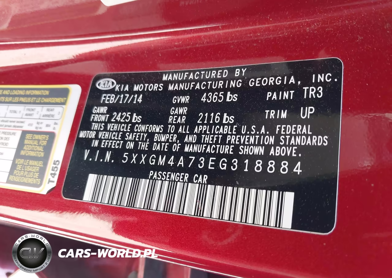 2014 Kia Optima Lx VIN:5XXGM4A73EG318884 - 9
