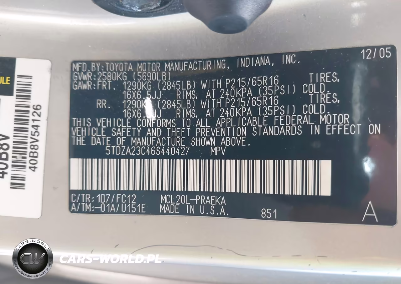 2006 Toyota Sienna Le VIN:5TDZA23C46S440427 - 9