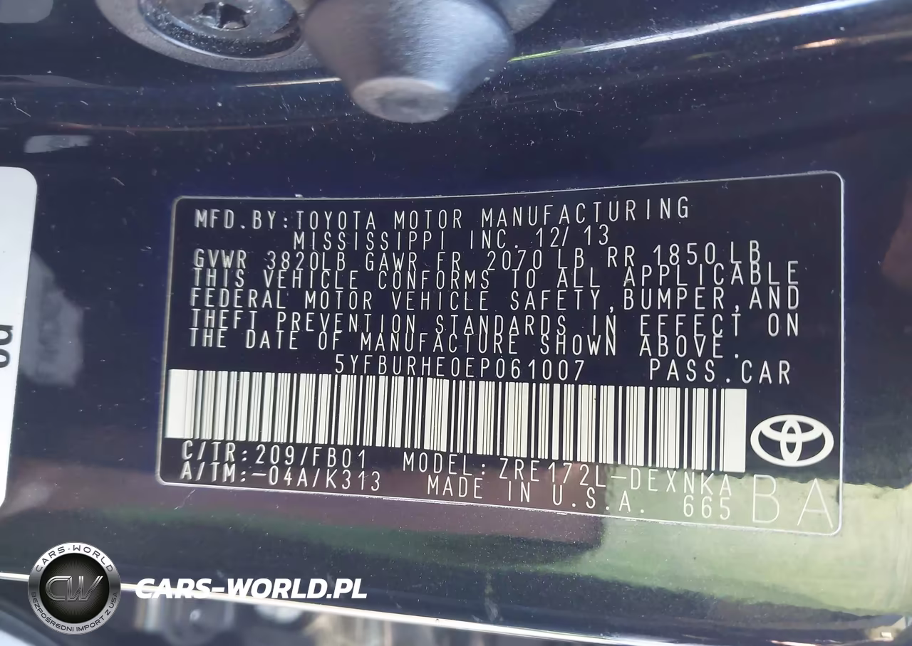 2014 Toyota Corolla Le VIN:5YFBURHE0EP061007 - 9