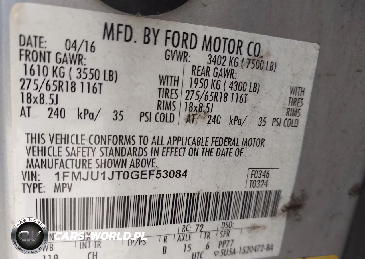 2016 Ford Expedition Xlt VIN:1FMJU1JT0GEF53084 - 9
