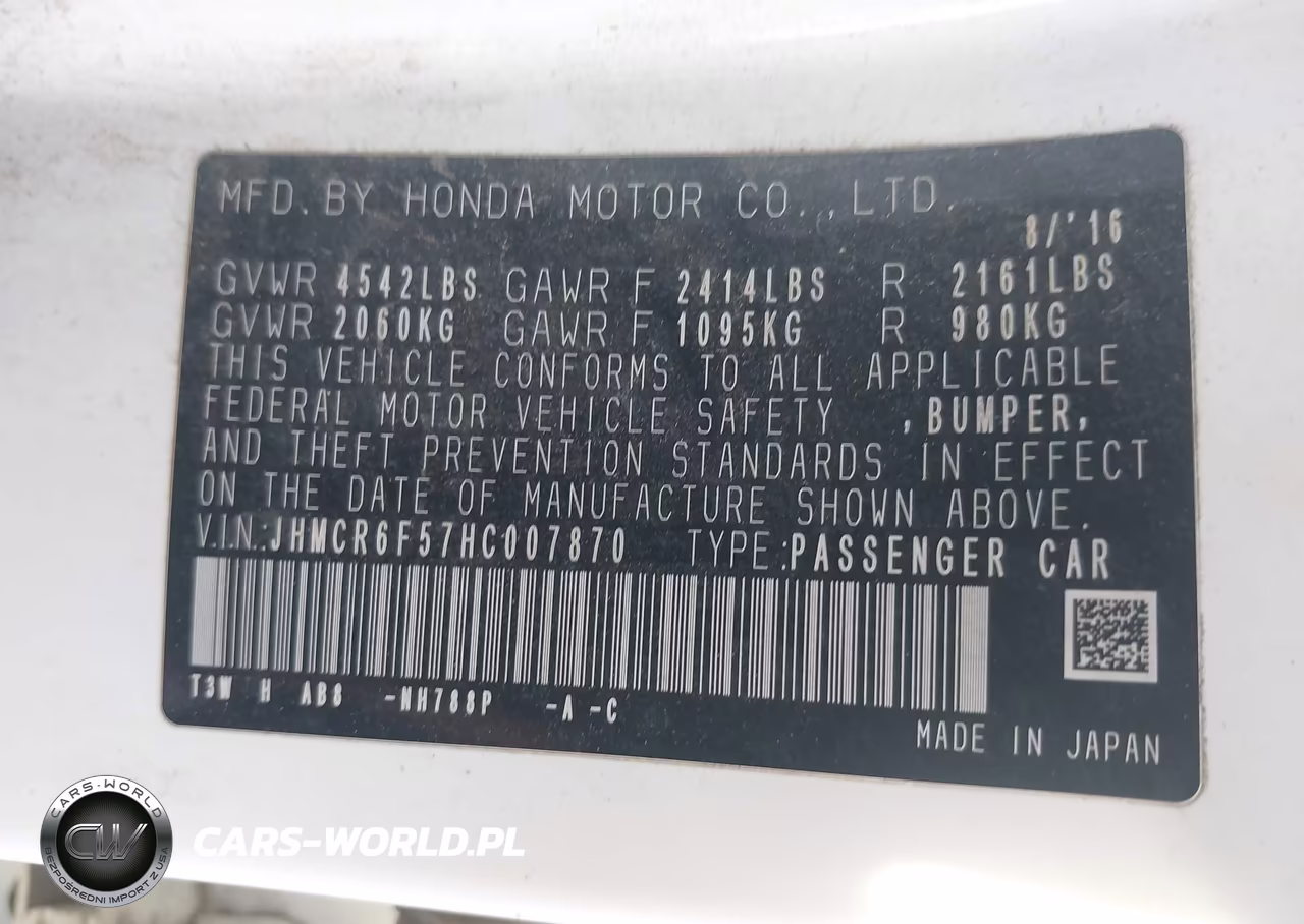 2017 Honda Accord Hybrid Ex-L VIN:JHMCR6F57HC007870 - 9