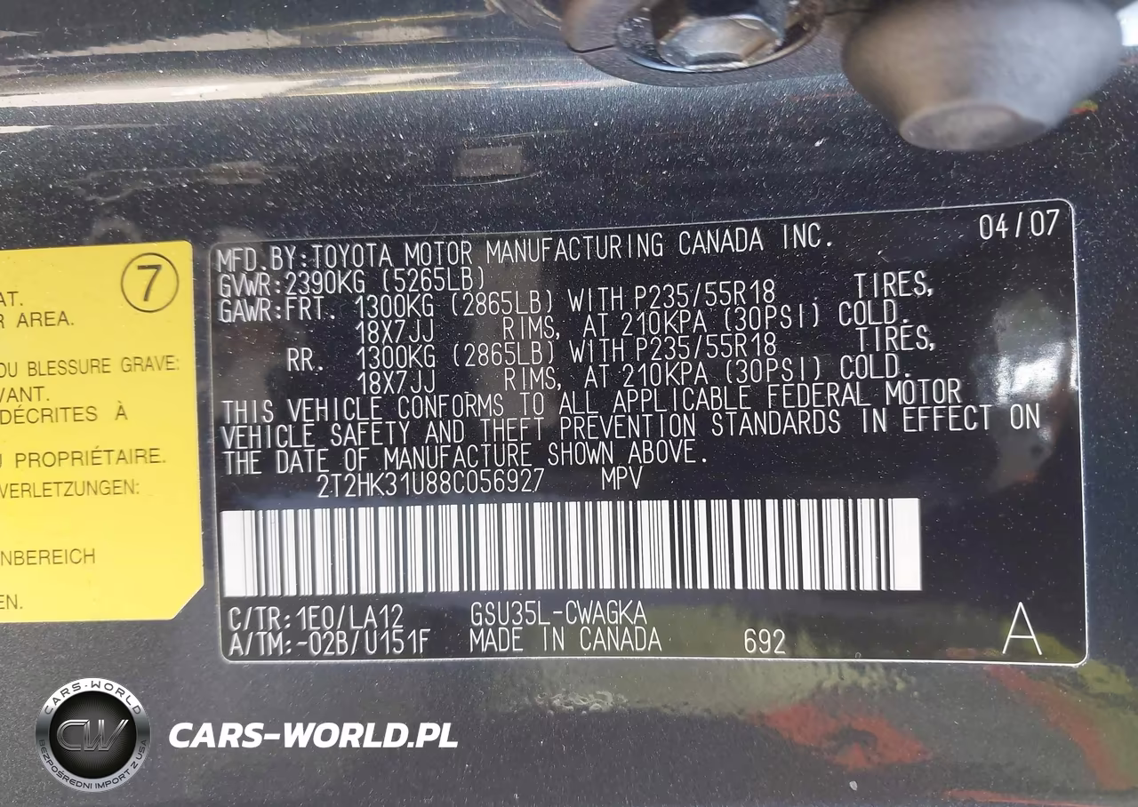 2008 Lexus Rx 350 VIN:2T2HK31U88C056927 - 9