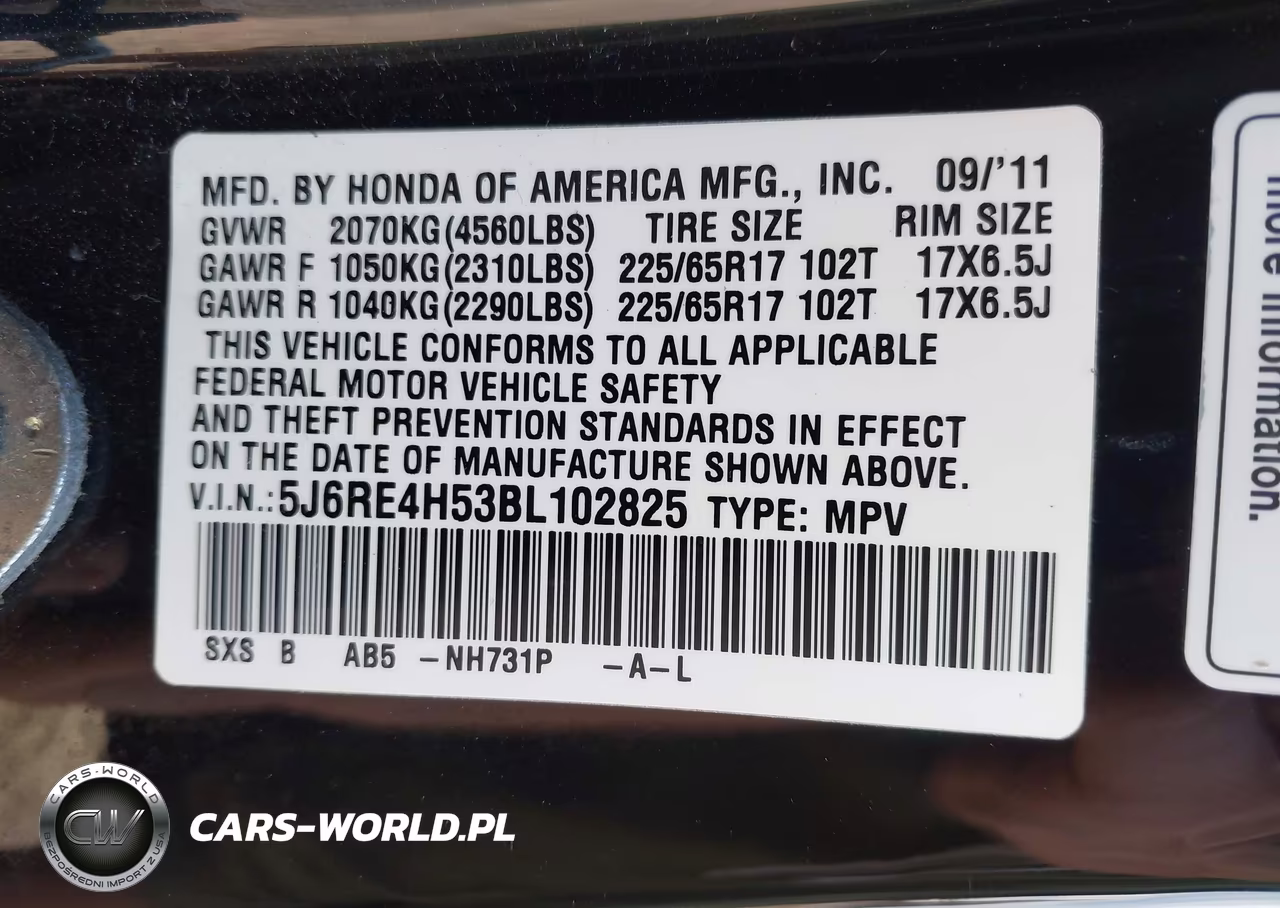 2011 Honda Cr-V Ex VIN:5J6RE4H53BL102825 - 9