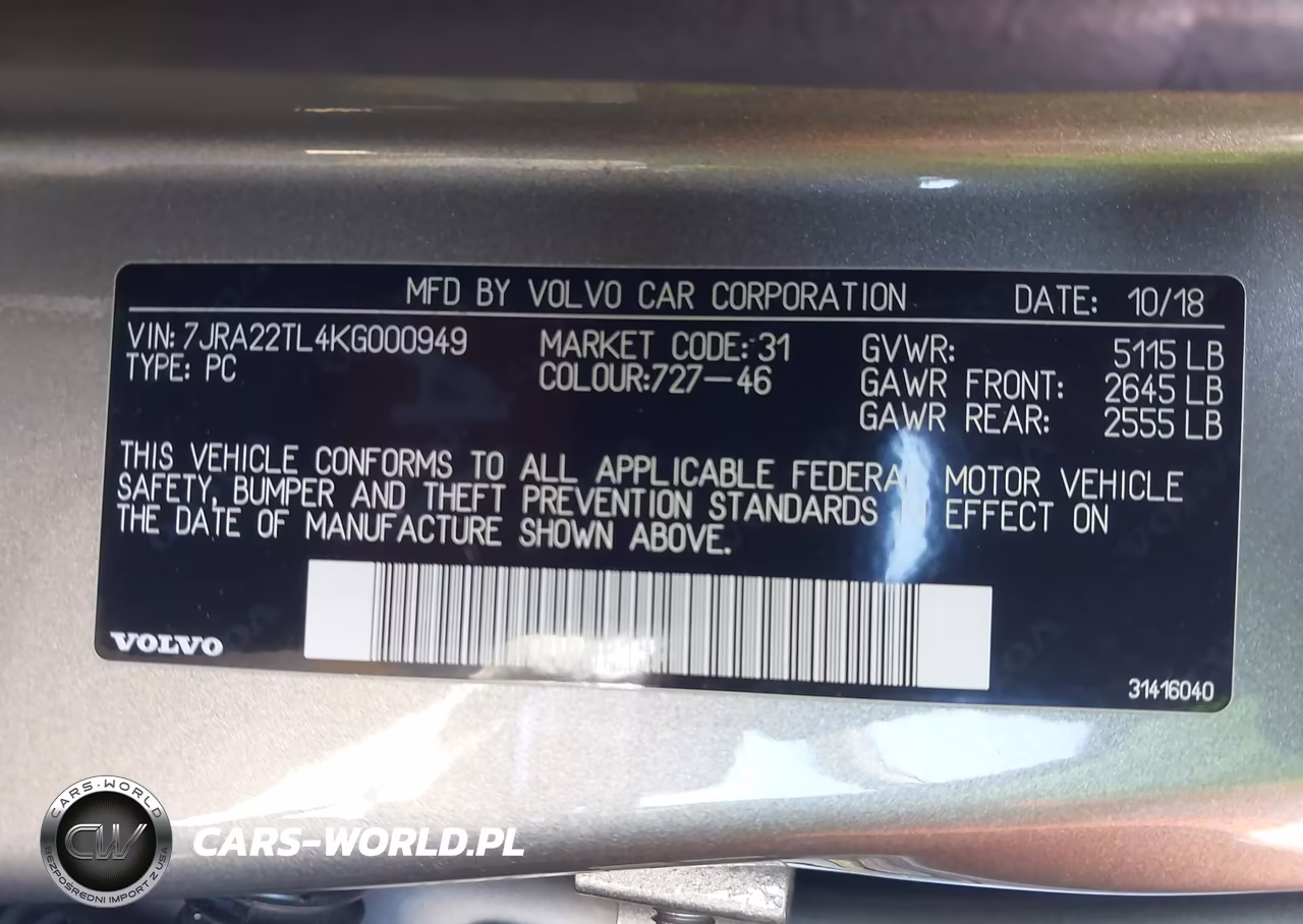 2019 Volvo S60 T6 Inscription VIN:7JRA22TL4KG000949 - 9