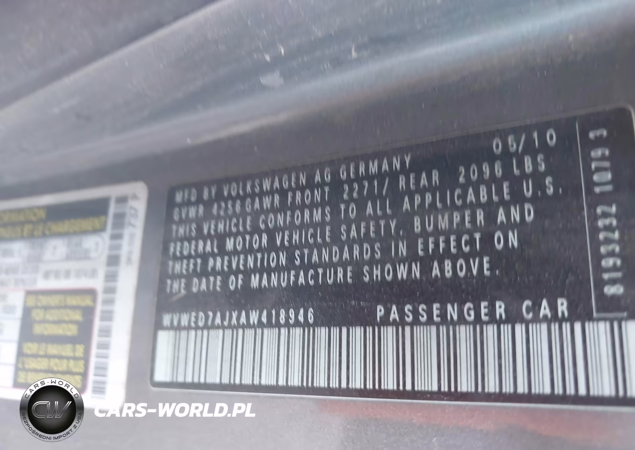 2010 Volkswagen Gti 2-Door W-Pzev (M6) VIN:WVWED7AJXAW418946 - 9
