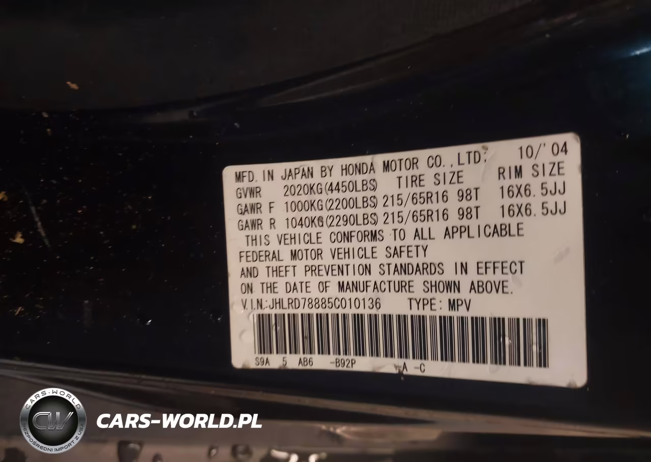 2005 Honda Cr-V Ex VIN:JHLRD78885C010136 - 9