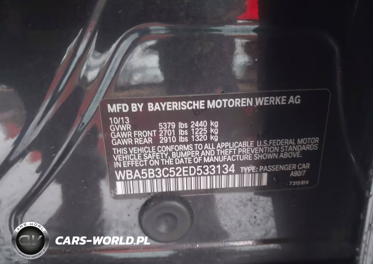 2014 BMW 535I xDrive VIN:WBA5B3C52ED533134 - 9