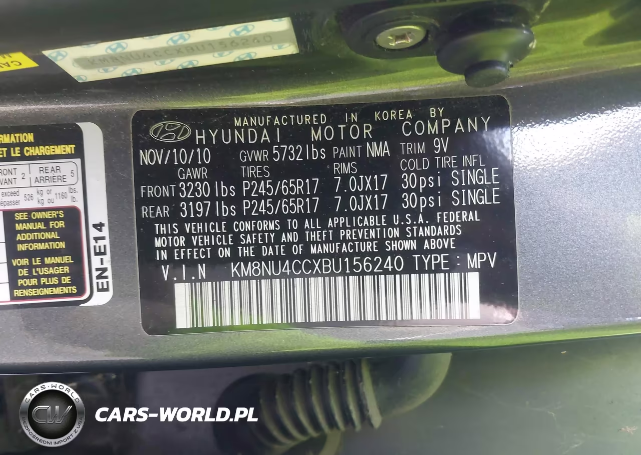 2011 Hyundai Veracruz Gls VIN:KM8NU4CCXBU156240 - 9