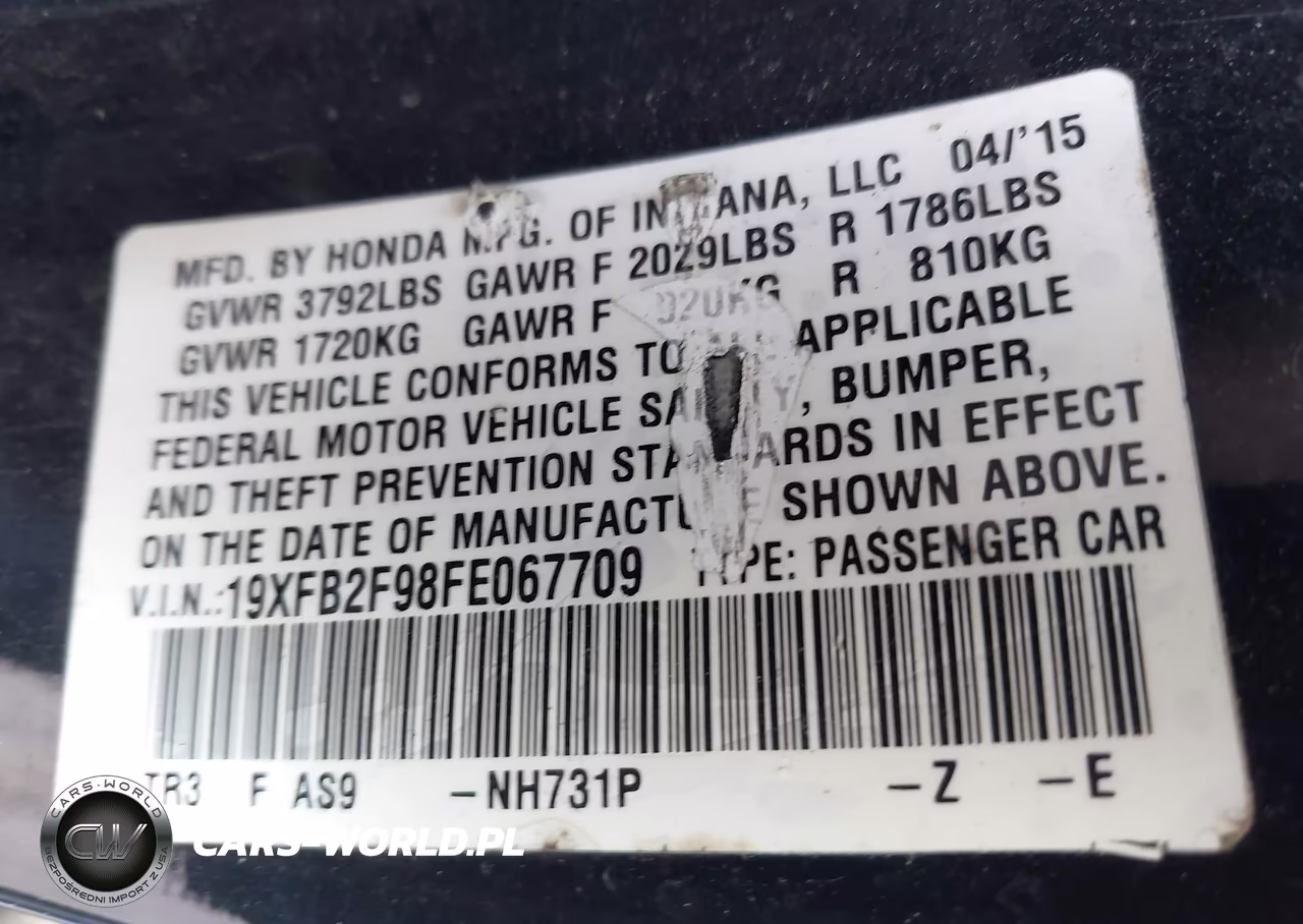 2015 Honda Civic Ex-L VIN:19XFB2F98FE067709 - 9