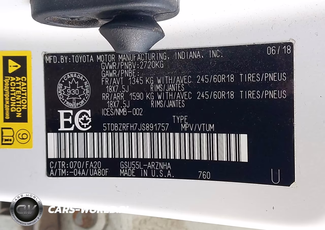 2018 Toyota Highlander Le VIN:5TDBZRFH7JS891757 - 9