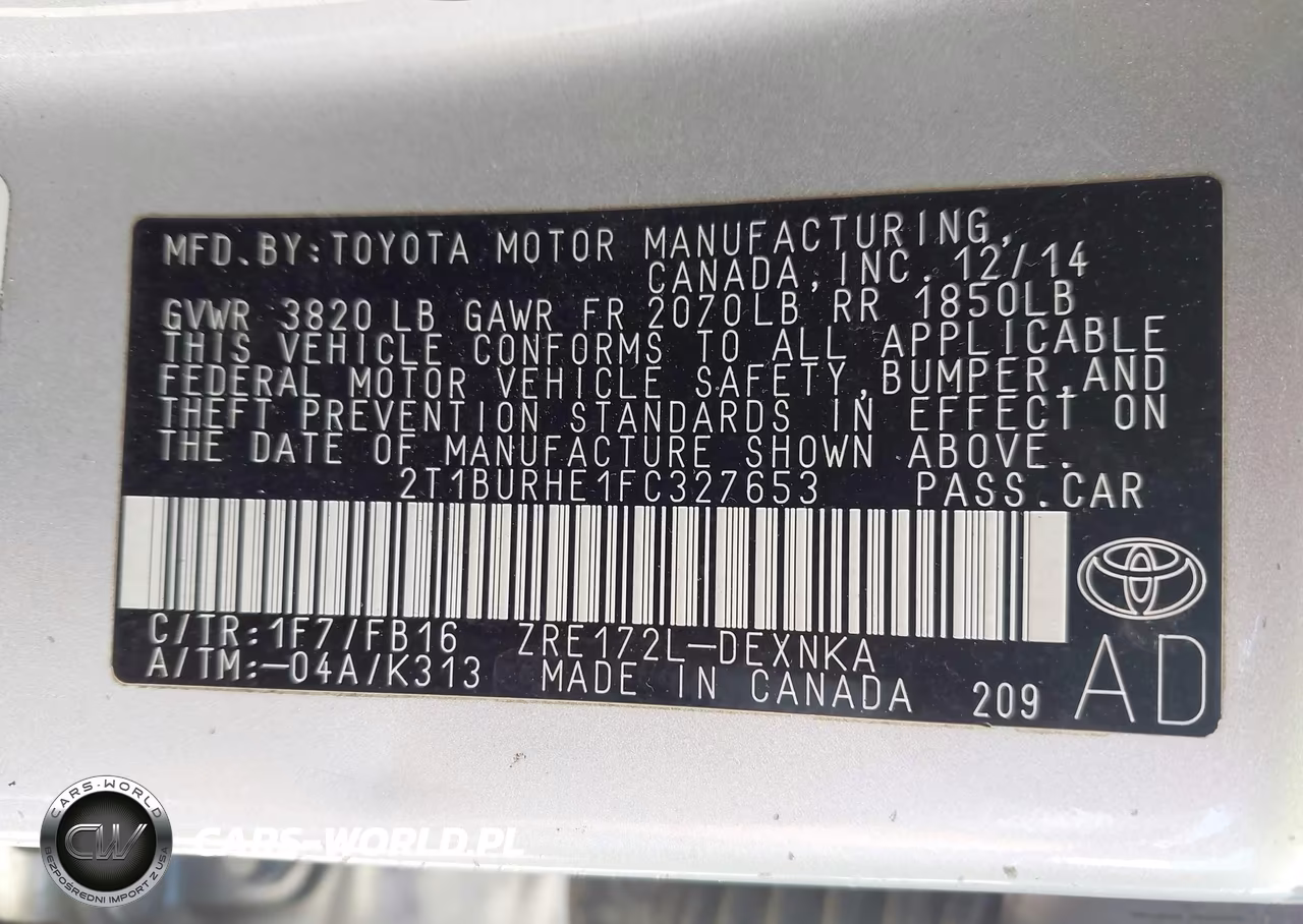 2015 Toyota Corolla Le VIN:2T1BURHE1FC327653 - 9