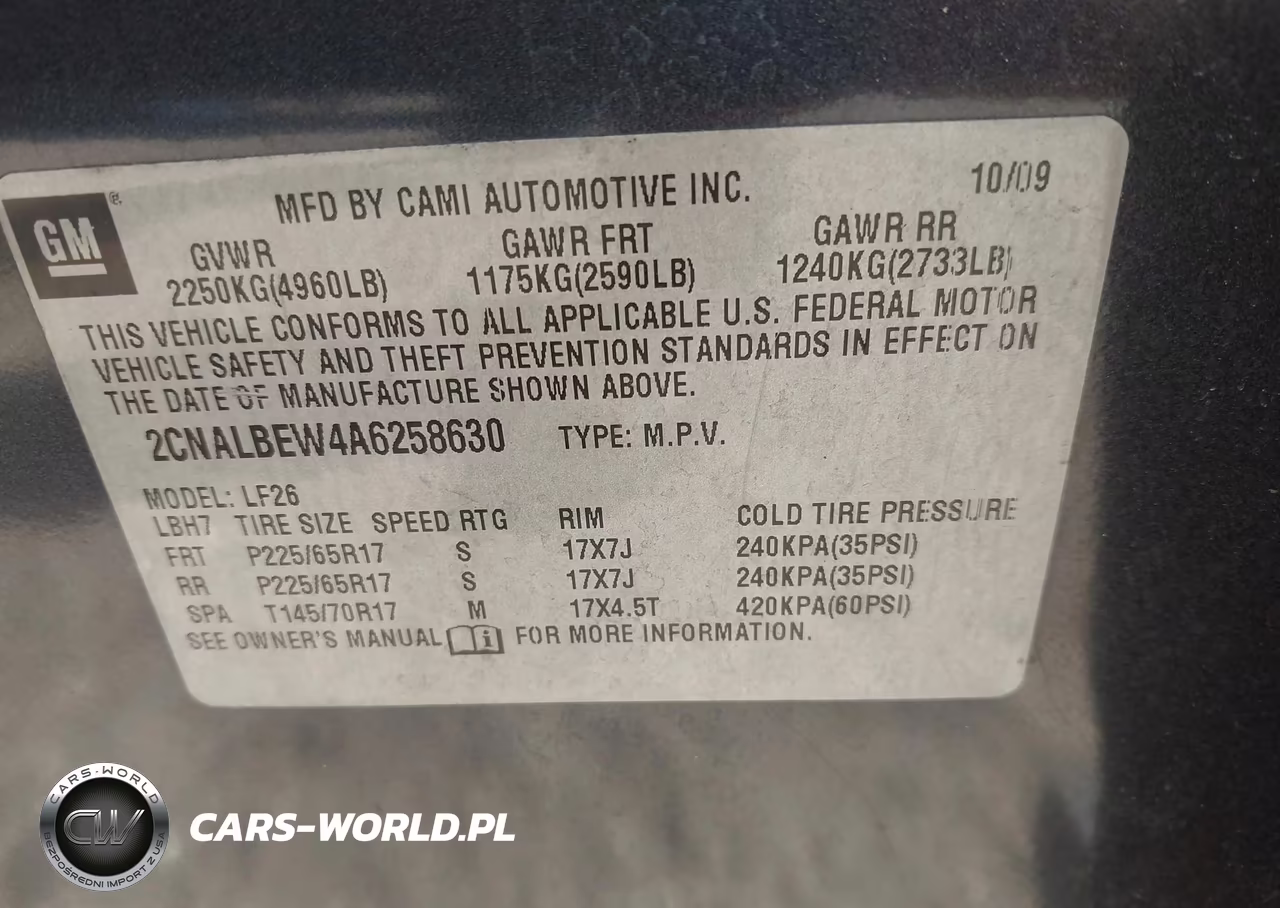 2010 Chevrolet Equinox Ls VIN:2CNALBEW4A6258630 - 9
